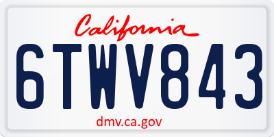 CA license plate 6TWV843