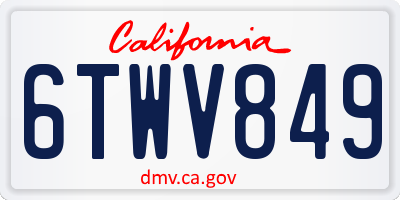 CA license plate 6TWV849