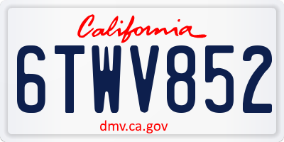 CA license plate 6TWV852