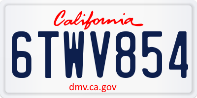 CA license plate 6TWV854