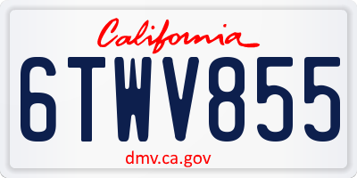 CA license plate 6TWV855