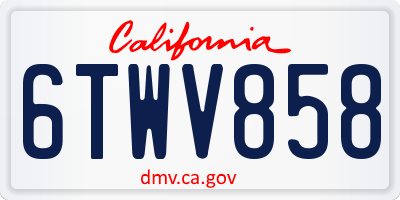 CA license plate 6TWV858