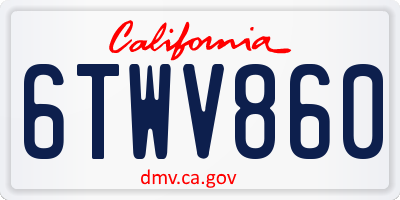 CA license plate 6TWV860