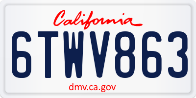CA license plate 6TWV863
