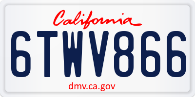 CA license plate 6TWV866