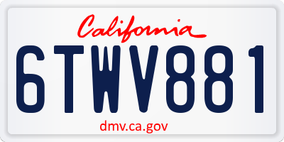 CA license plate 6TWV881