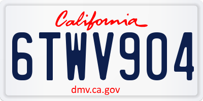 CA license plate 6TWV904