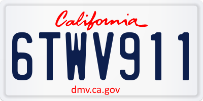 CA license plate 6TWV911