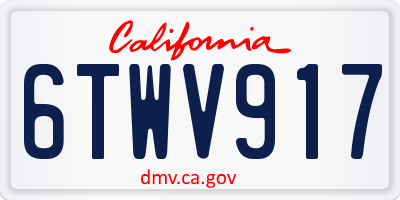 CA license plate 6TWV917