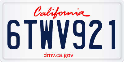 CA license plate 6TWV921