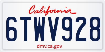 CA license plate 6TWV928