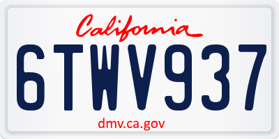CA license plate 6TWV937