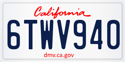CA license plate 6TWV940