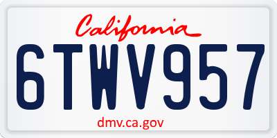 CA license plate 6TWV957