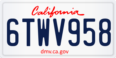 CA license plate 6TWV958