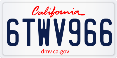 CA license plate 6TWV966