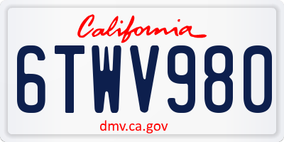 CA license plate 6TWV980