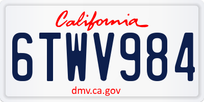 CA license plate 6TWV984