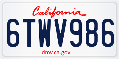 CA license plate 6TWV986