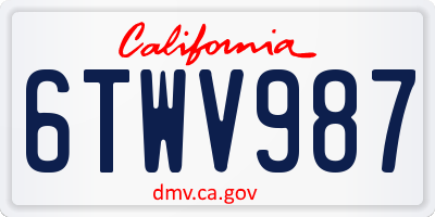 CA license plate 6TWV987