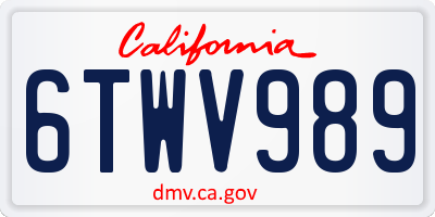 CA license plate 6TWV989