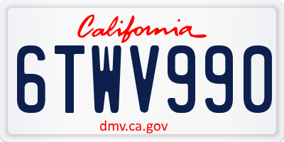 CA license plate 6TWV990