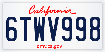 CA license plate 6TWV998