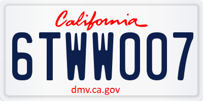 CA license plate 6TWW007