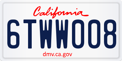CA license plate 6TWW008