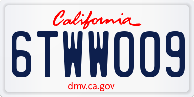 CA license plate 6TWW009