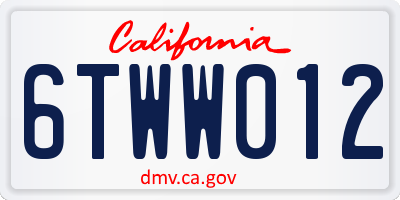 CA license plate 6TWW012