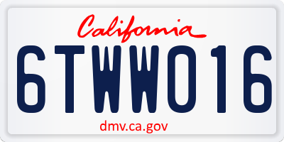 CA license plate 6TWW016