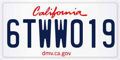 CA license plate 6TWW019