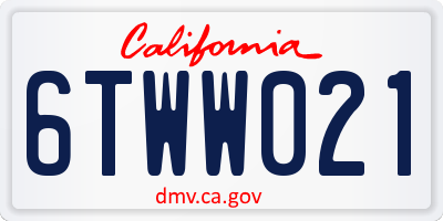 CA license plate 6TWW021