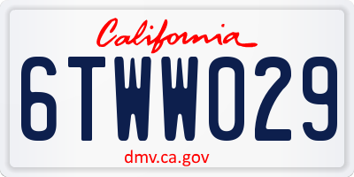 CA license plate 6TWW029