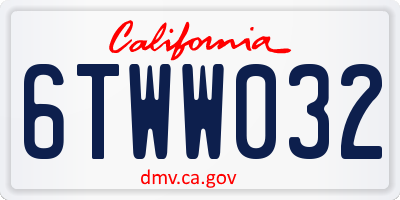 CA license plate 6TWW032