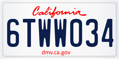CA license plate 6TWW034
