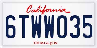 CA license plate 6TWW035