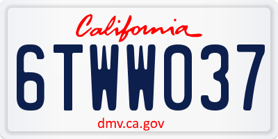 CA license plate 6TWW037