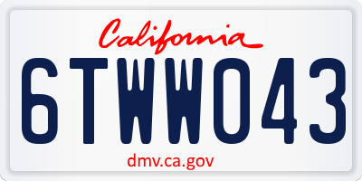 CA license plate 6TWW043