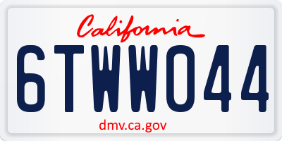 CA license plate 6TWW044