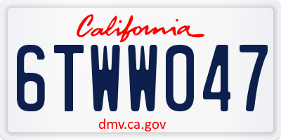 CA license plate 6TWW047