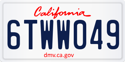 CA license plate 6TWW049