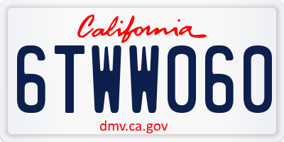 CA license plate 6TWW060