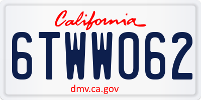 CA license plate 6TWW062