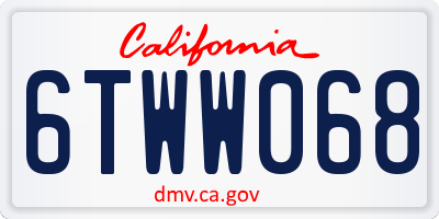 CA license plate 6TWW068