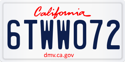 CA license plate 6TWW072