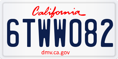 CA license plate 6TWW082