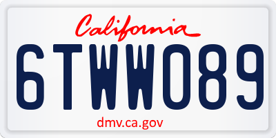 CA license plate 6TWW089