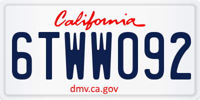 CA license plate 6TWW092